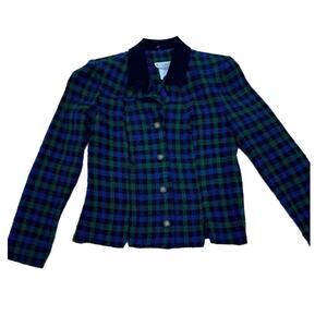 Vintage miss dorby green and blue plaid blazer